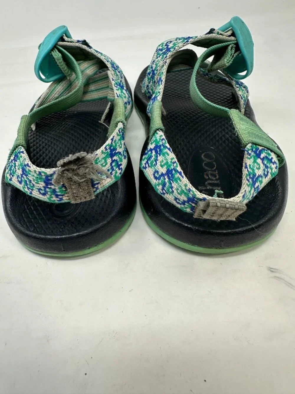 Chaco Kids Z/1 Classic Sport Sandals Size 1 Green Blue Hiking Water Shoes